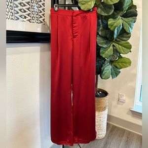 ELOQUII Ruby Red Satin Wide Leg Pants